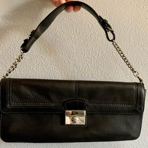 Black Coach shoulder bag with silver hardware
